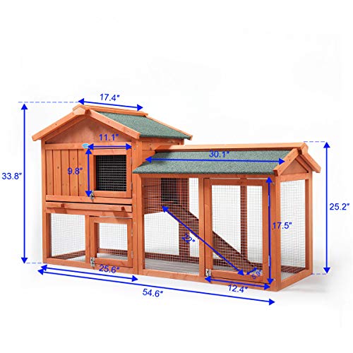Orange Wooden Rabbit Hutch with Removable Tray & Ramp A5114