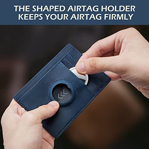 Slim Minimalist Crazy Horse Leather Airtag Card Wallet (Black) S765459