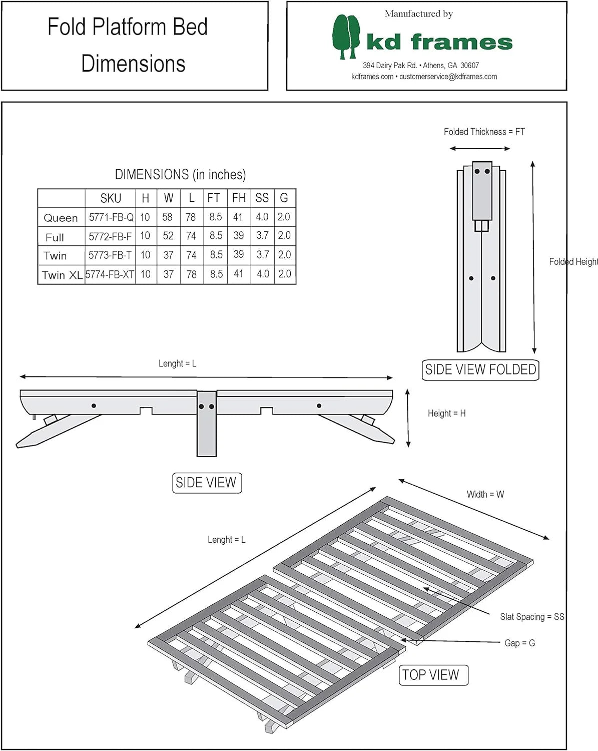 Queen Fold Platform Bed C16148