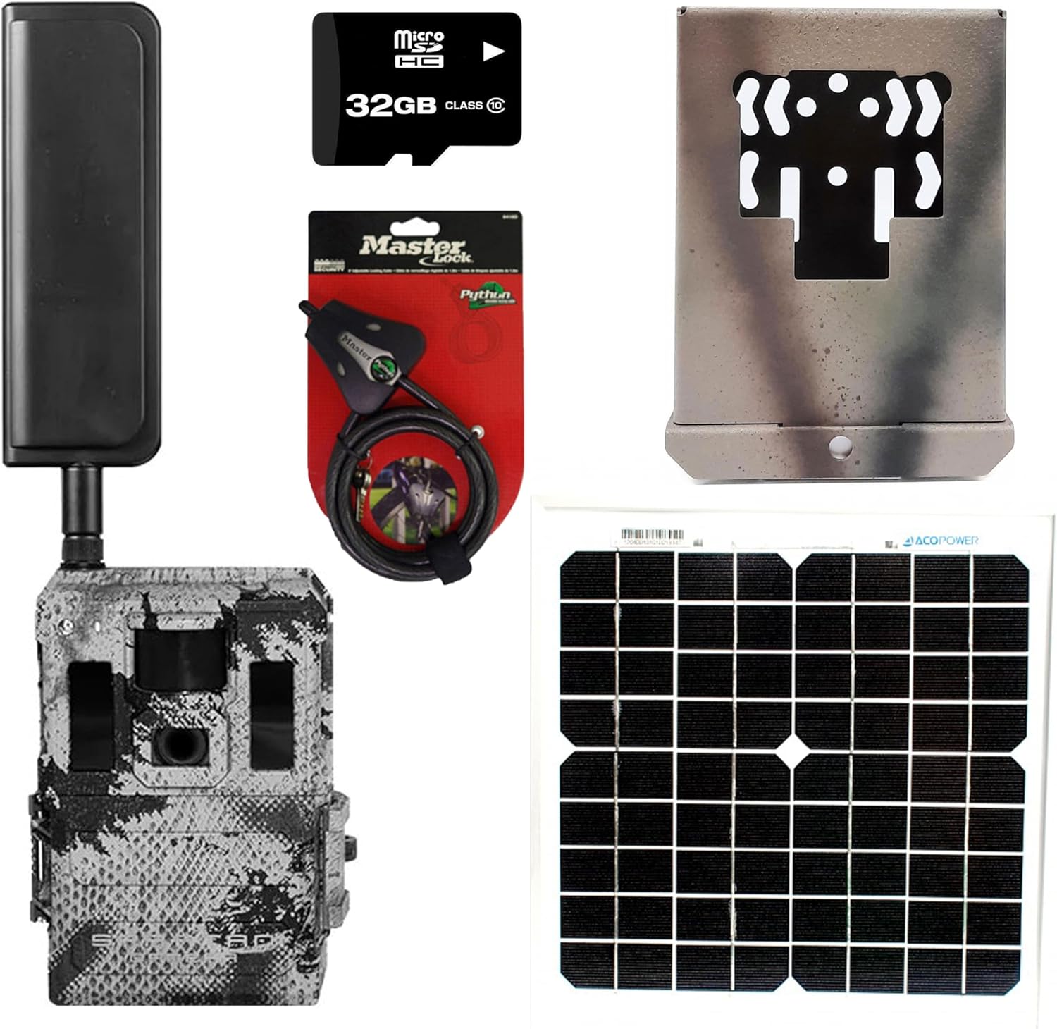 Dual Blackout IR Trail Camera with Security Lock Box, Locking Cable, Solar Panel Charger and 32GB Micro SD P5498