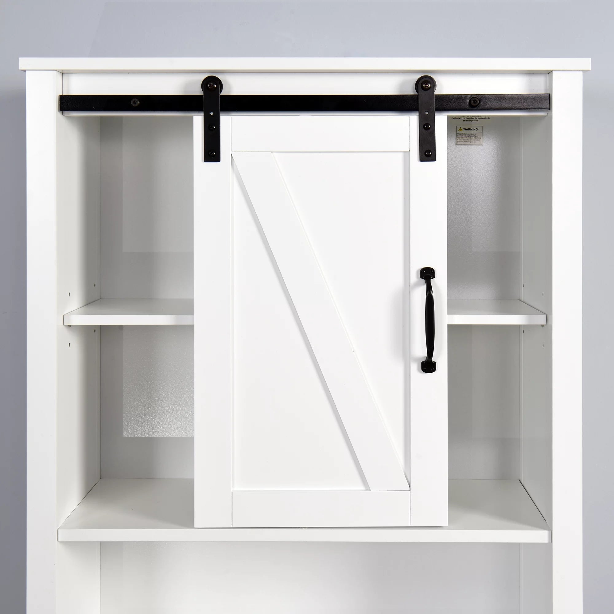 Over-the-Toilet Storage Cabinet with Adjustable Shelves and Barn Door 27.16 x 9.06 x 67 inch V64083