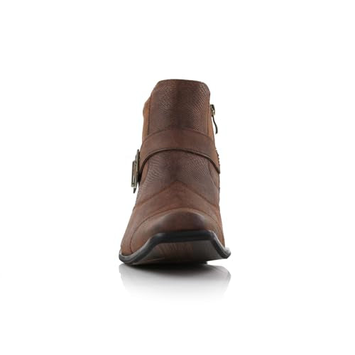 Mens Memory Foam Casual High Western Buckle Strap Ankle Dress Boots X24318