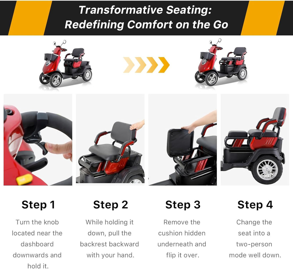 Red Heavy Duty Double Seat Mobility Scooter E523945