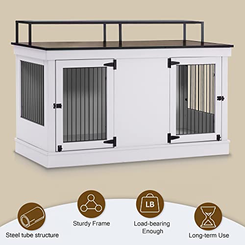 Large Wooden Dog Crate with Double Doors (Brown) K461