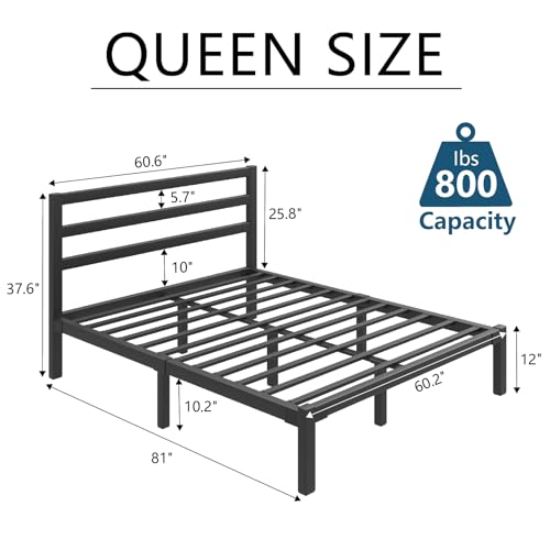 Black Full Size Metal Platform Bed Frame F565688