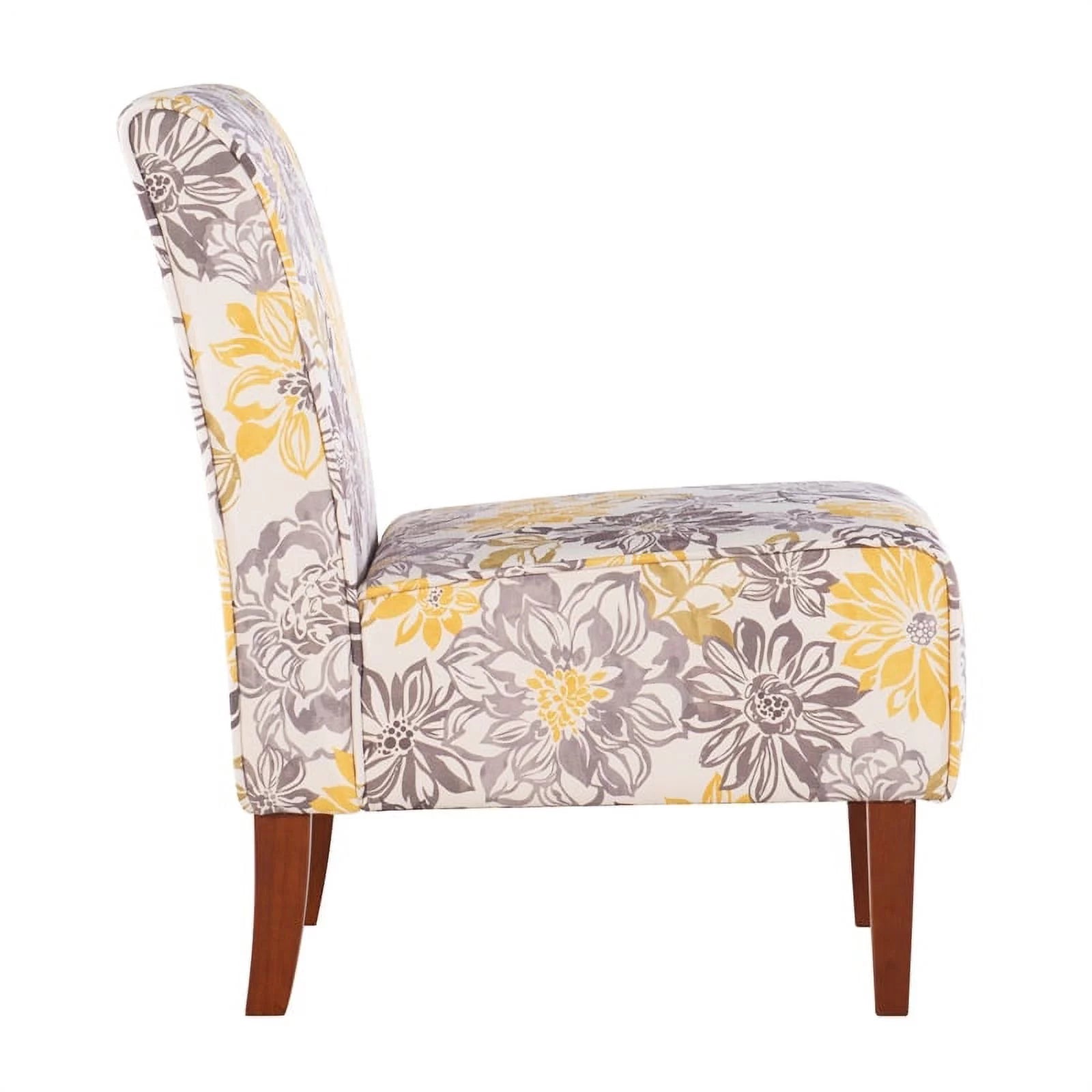 Gray Yellow Fabric Floral Accent Chair Z930916
