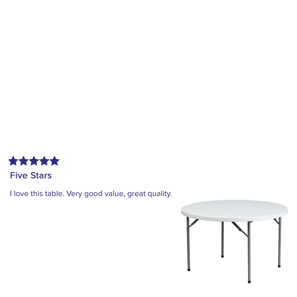 4' Round Plastic Folding Table Granite White V540