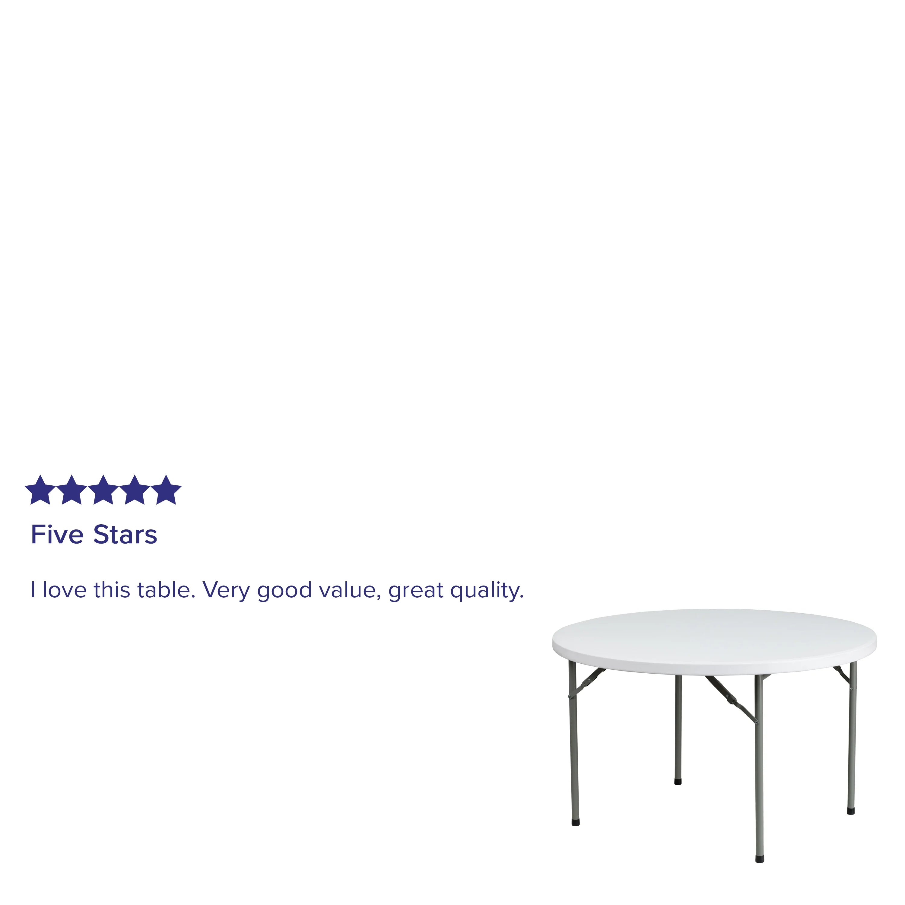 4' Round Plastic Folding Table Granite White V540