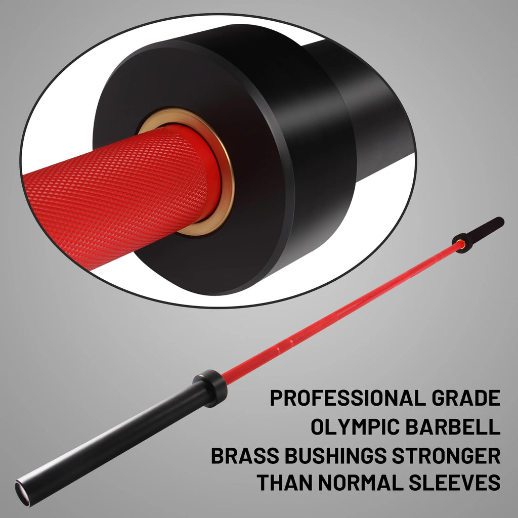 Red 7ft Olympic Barbell Bar F486