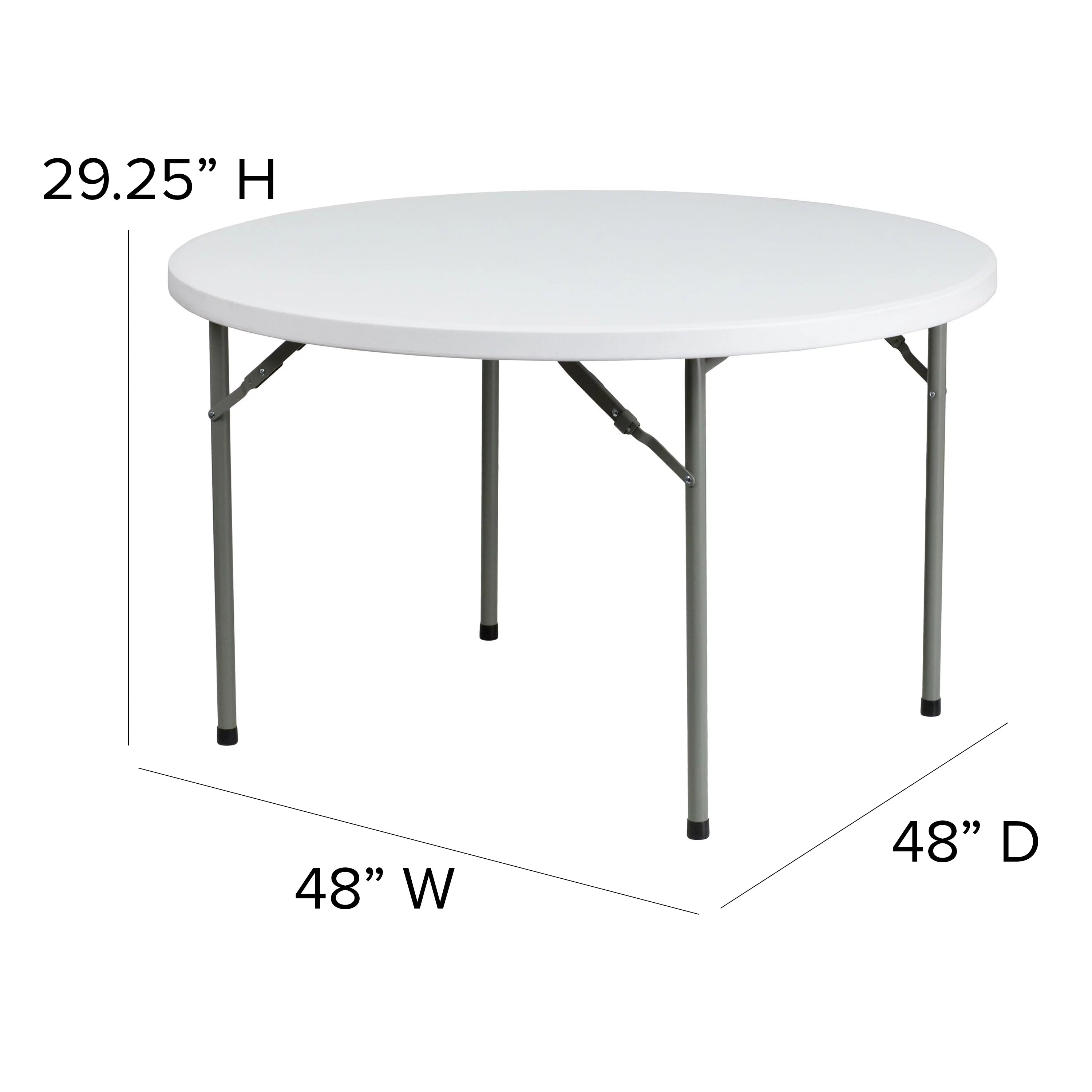4' Round Plastic Folding Table Granite White V540