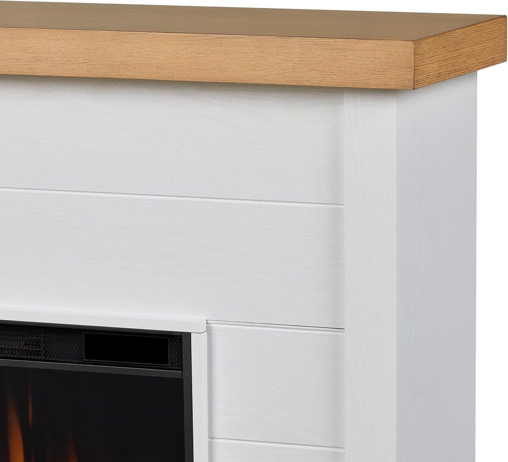 White 49" Slim Electric Fireplace with Mantel L13505