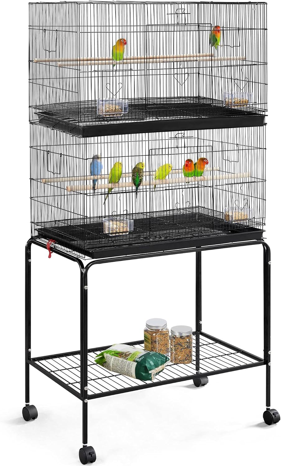 Black Flight Bird Cage with Detachable Rolling Stand X828