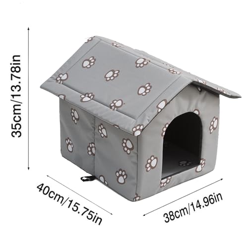 Black Weatherproof Insulated Cat House with Transparent Curtain N298176