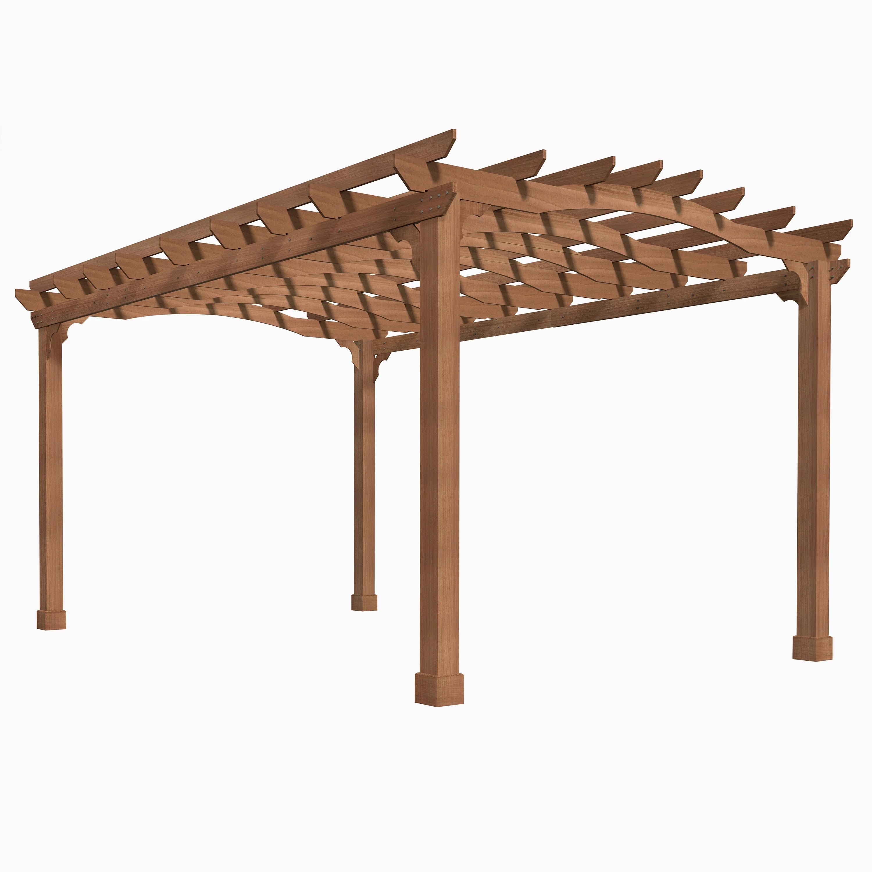 12' x14' Cedar Wood Pergola with Arched Roof and Ground Stakes X5876