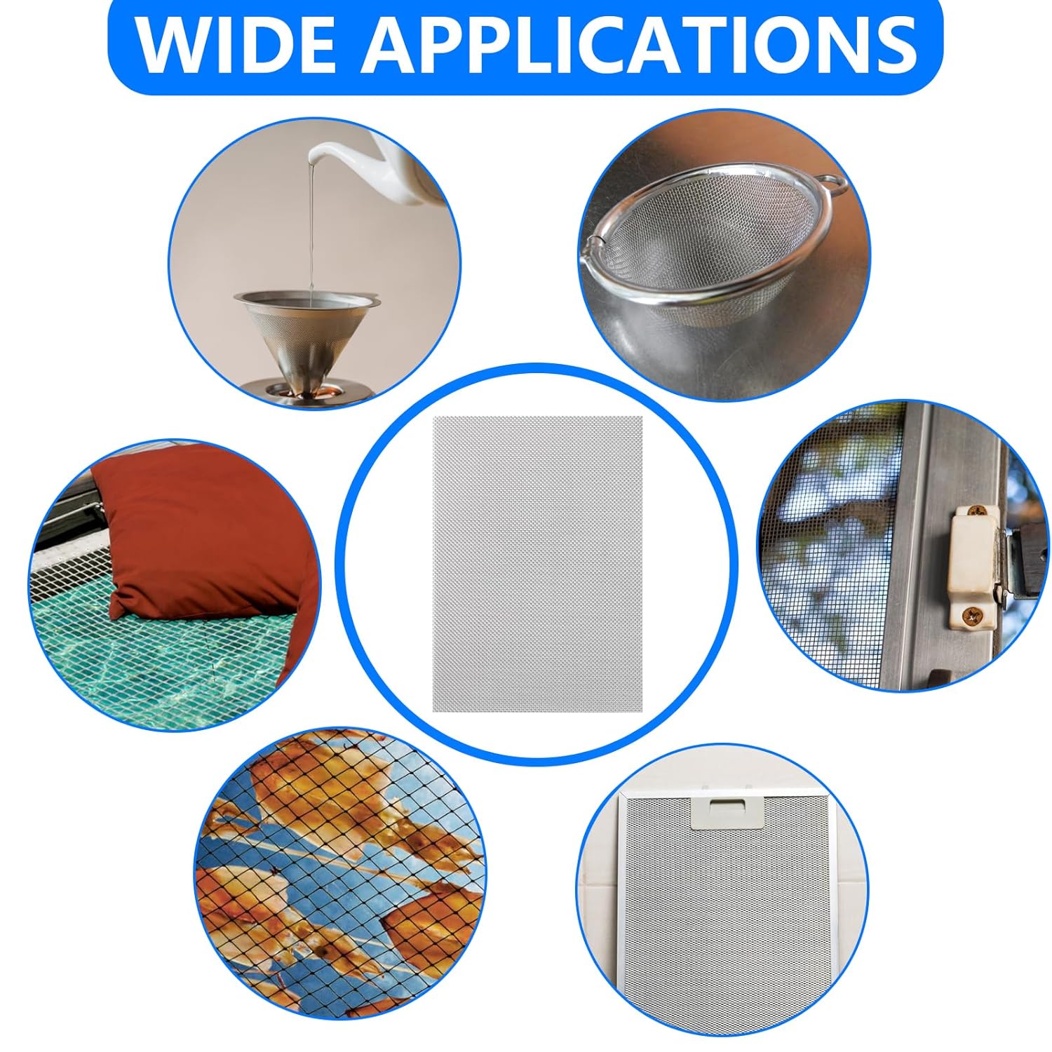 5 Pcs 20 Mesh 304 Stainless Steel Woven Wire Mesh 6" x 8" Metal Mesh Sheet U635306