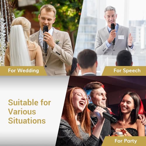 Wireless Microphone System, UHF Cordless Handheld Dynamic Mic Kit with Receiver, Black D65346