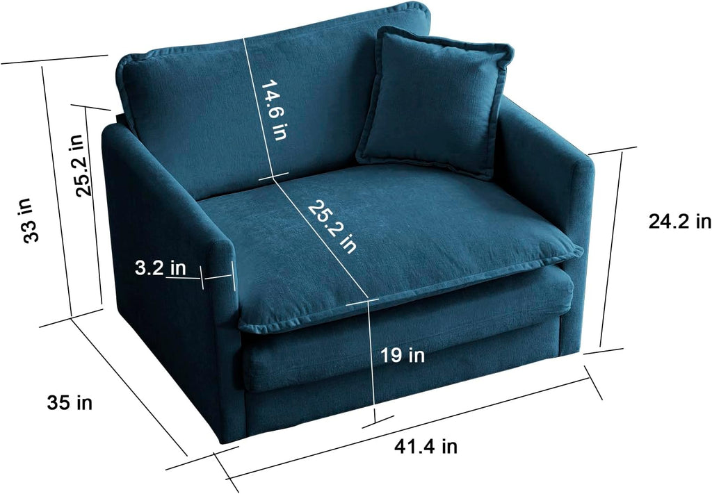 Oversized Chenille Upholstered Armchair with Removable Cushion P14175