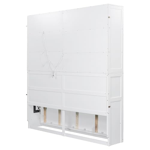 Twin Size Gray Murphy Bed Frame with Storage Cabinet and Shelves U651083