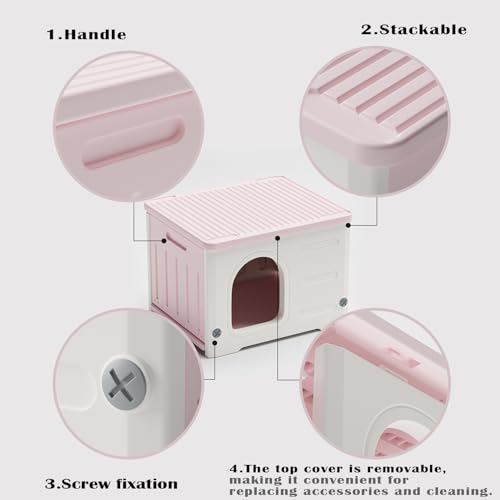 Green Stackable Plastic Cat House with Scratching Board & Cushion E5162