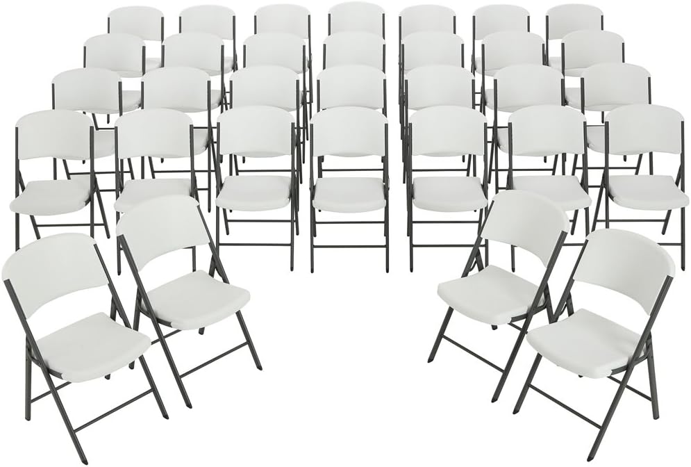 4 60-Inch Round Folding Tables with 32 Folding Chairs White Granite O142