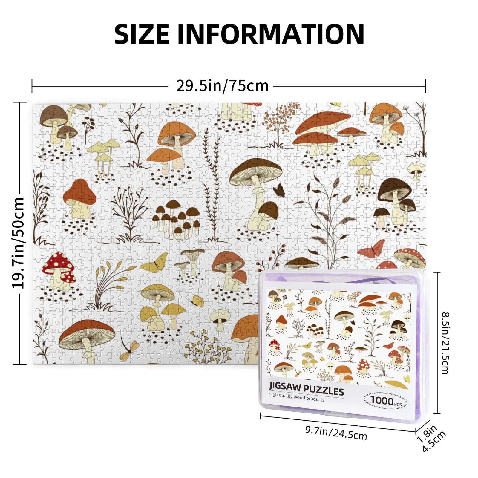 1000 Pieces Jigsaw Puzzles Mushrooms And Butterflies N28496
