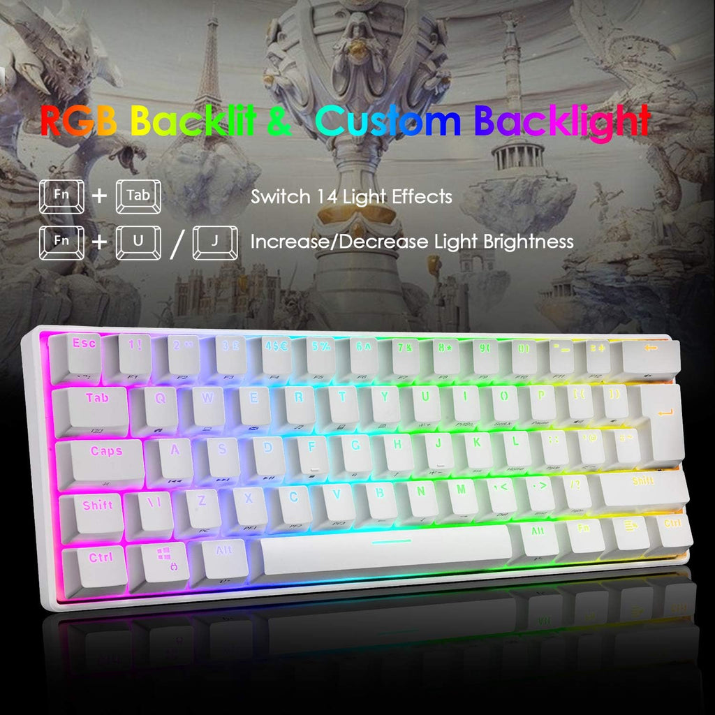 White 62 Keys Wired Mechanical Gaming Keyboard H72860