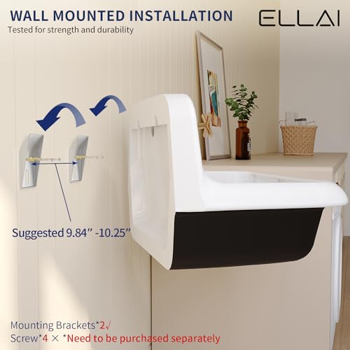 White and Black Porcelain Utility Sink I78176