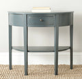 Steel Teal Demilune Console with Storage Drawer U385016