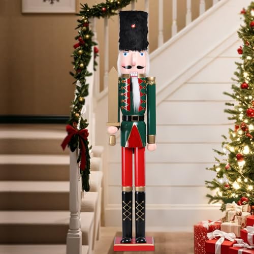 42 Inch Wooden Christmas Nutcracker with Black Fur Hat H325926