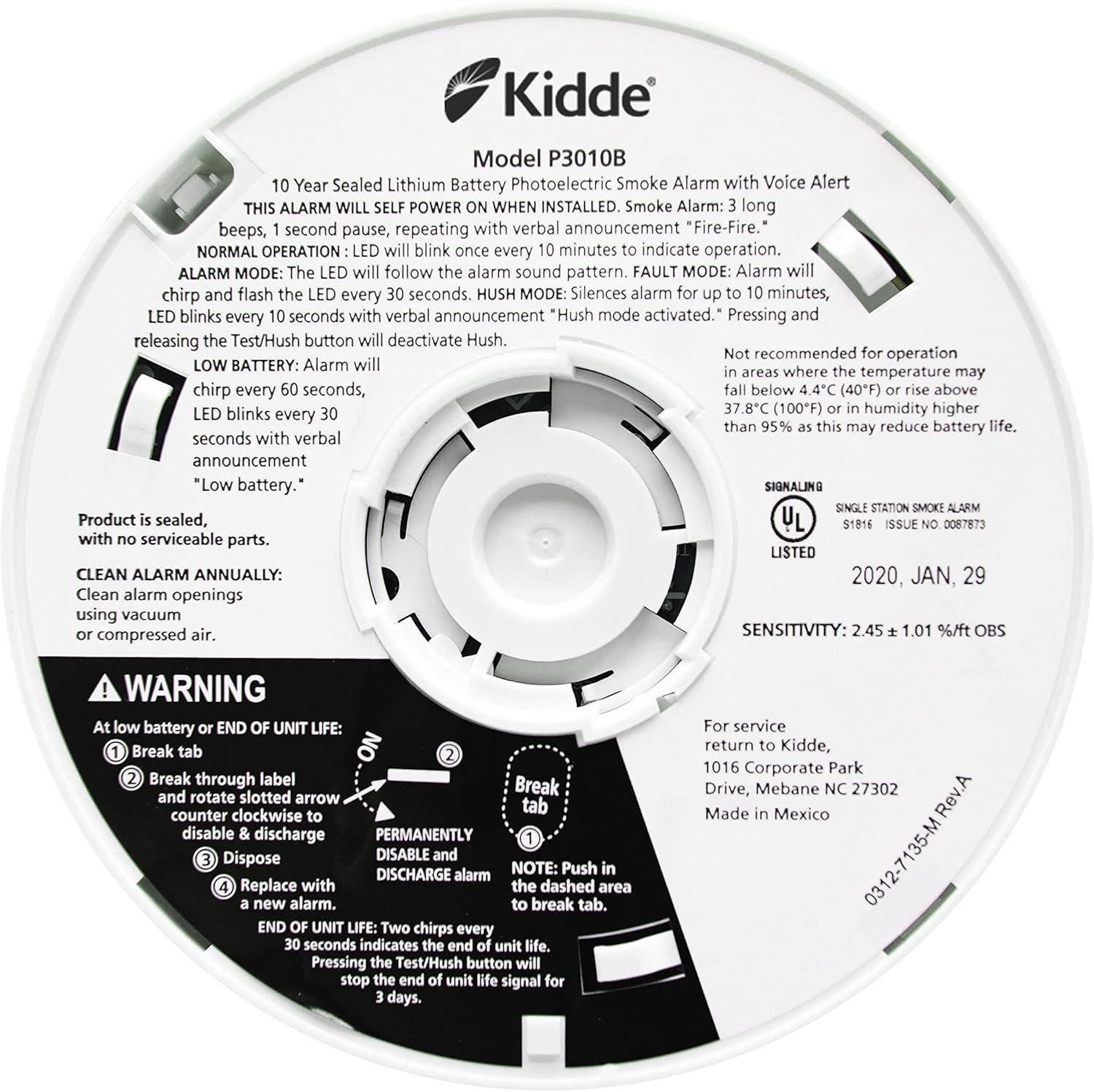 10-Year Photoelectric Smoke Detector P5417