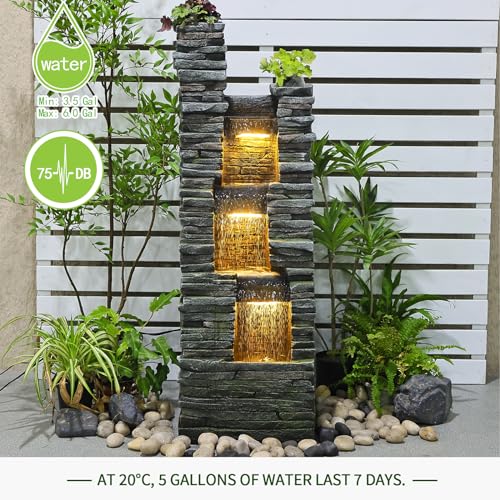 37.4 inches Tall Freestanding Fountain with LED Lights F8989