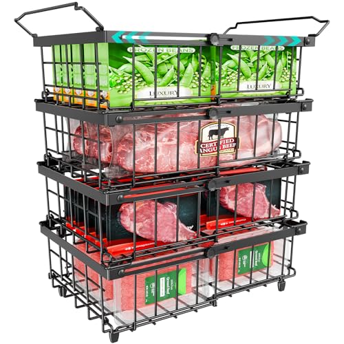 Expandable Stackable Freezer Baskets, 4 PCS, White G6773
