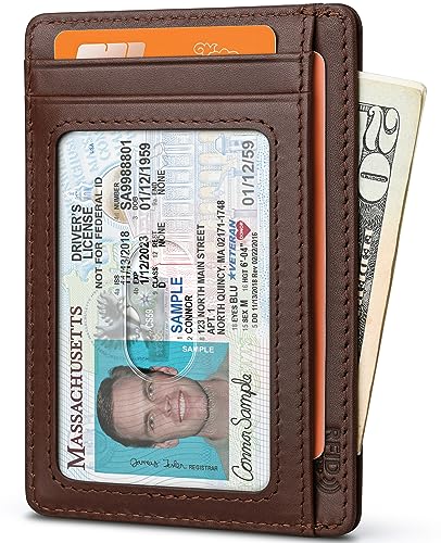 Slim Leather Front Pocket Wallet with RFID Blocking Q12570