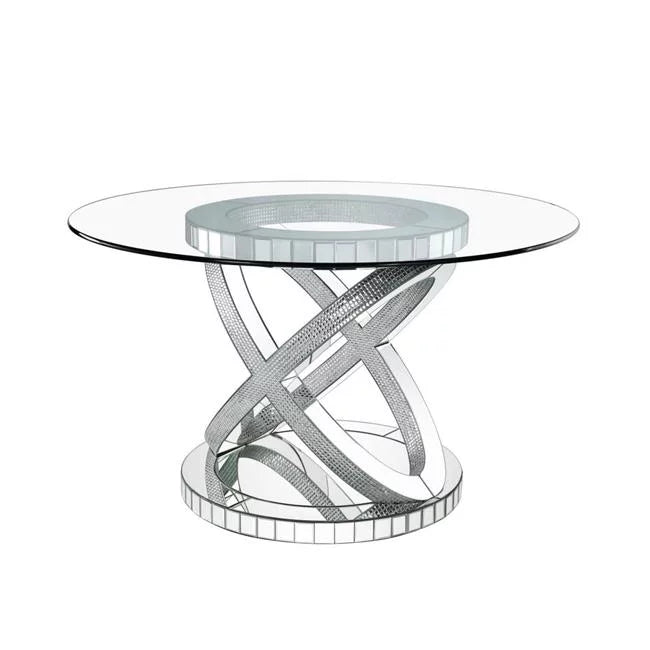 Round Glass Top Dining Table with Silver Base K80132