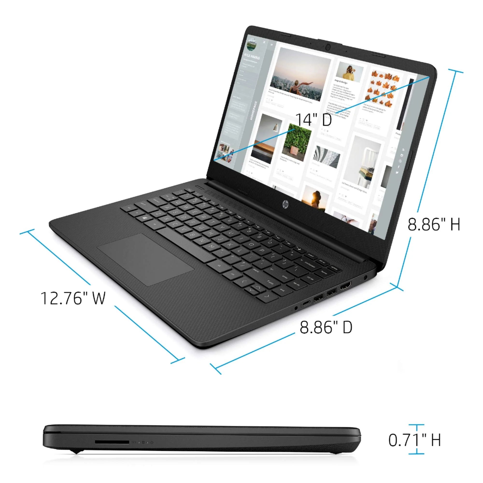 14" HD Laptop Computer, AMD Athlon Silver 3050U, 16GB DDR4, 1TB SSD, Black, Windows 10 S K79723