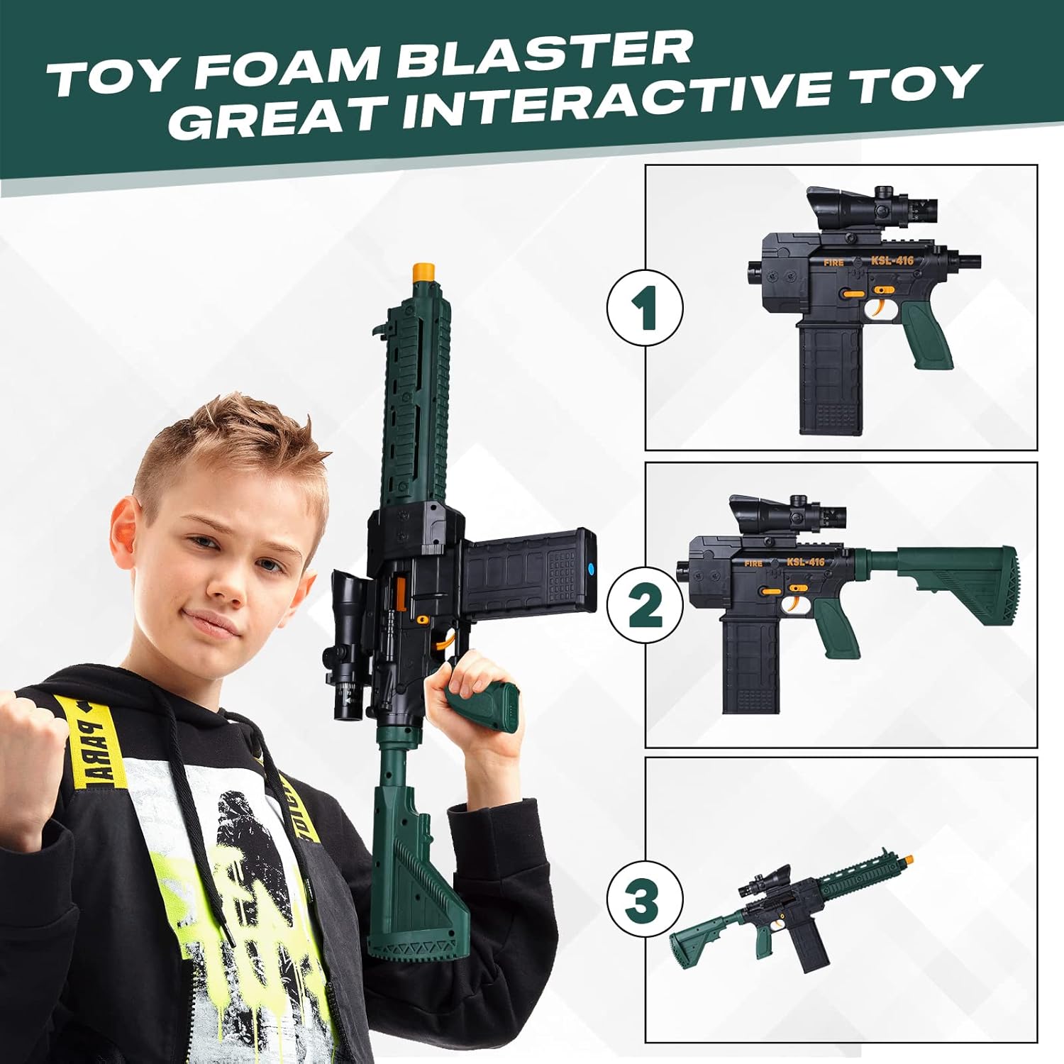 Automatic Electric Foam Blaster Toy Gun with Soft Foam Bullets L44590