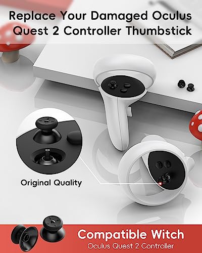 Thumbsticks Replacement for Oculus Quest 2 Controller (Black-2-in-1) P16722