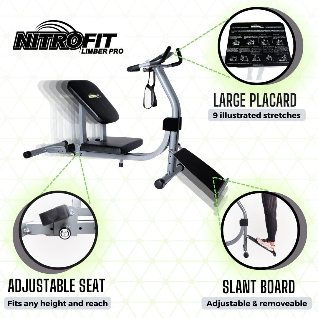 Full Body Stretching Machine with Adjustable Sliding Seat & Slant Board V244155
