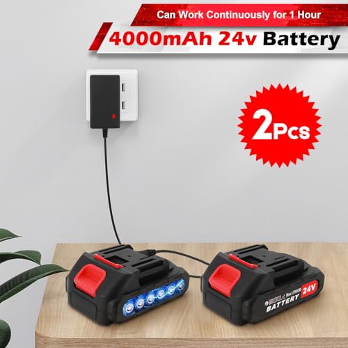 24V Cordless Electric Leaf Blower with 2 Pack Batteries and Charger I24431