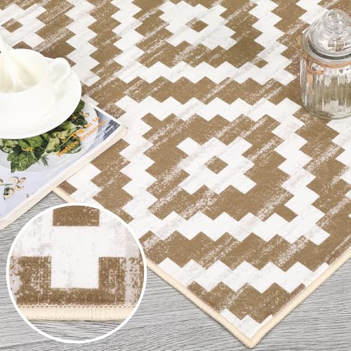 Grey and White 5x7 Washable Low Pile Area Rug N985944