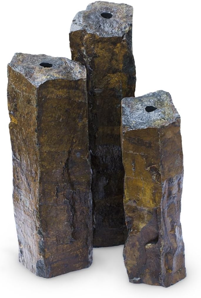 Set of 3 Basalt Stone Fountain Columns K44818