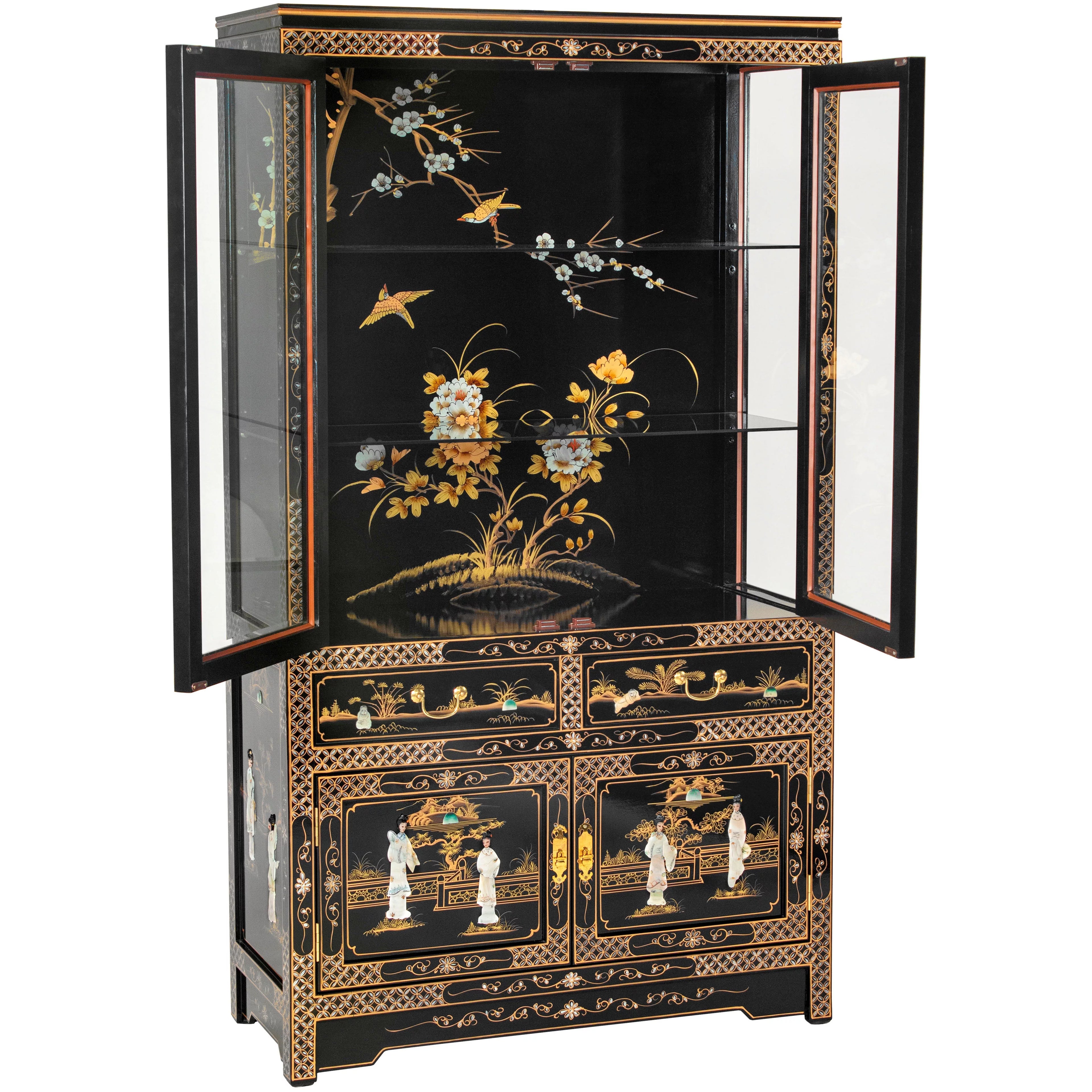 Black Lacquer China Cabinet T1320