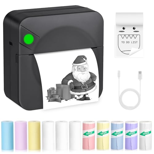 Pink Mini Thermal Printer with 11 Rolls Paper Y816989