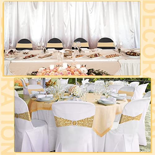 50 Sets Spandex Stretch Chair Slipcovers with Chair Bands Bows (Black, Rose Red) W754