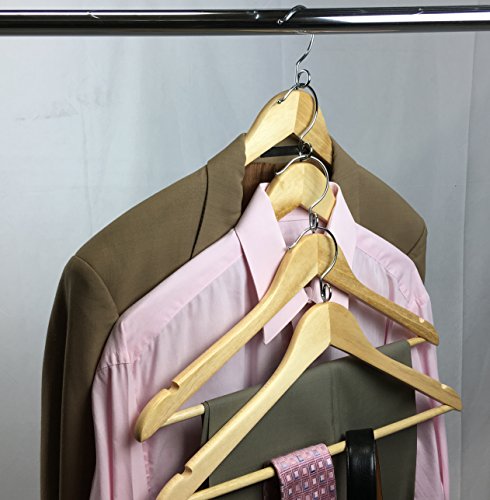 Natural Wooden Hangers 50 Pack with Pants Bar G133