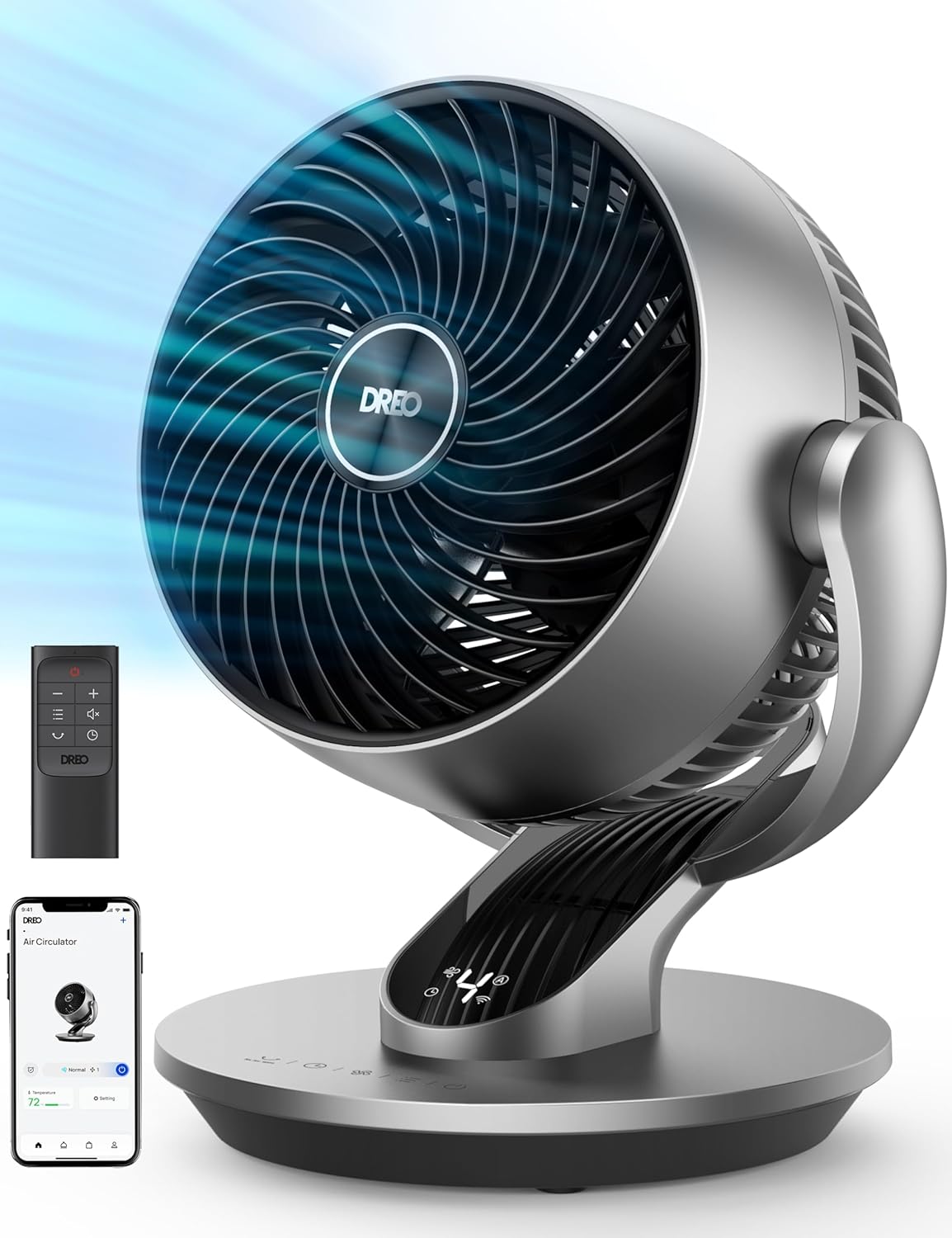 90° Oscillating Quiet Bladeless Tower Fan and 13" Table Fan Bundle with Remote K352