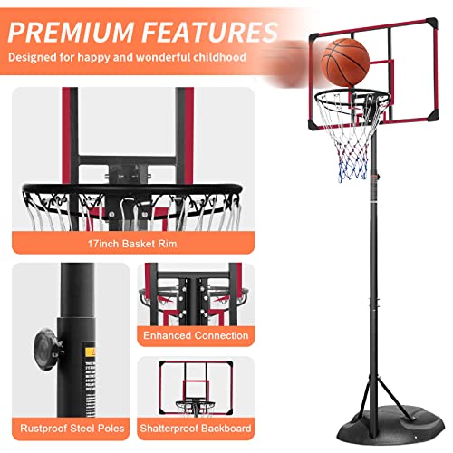 32" Backboard Basketball Goal Stand with Fillable Base and Wheels, 7.5-9.2ft Adjustable Height T98141