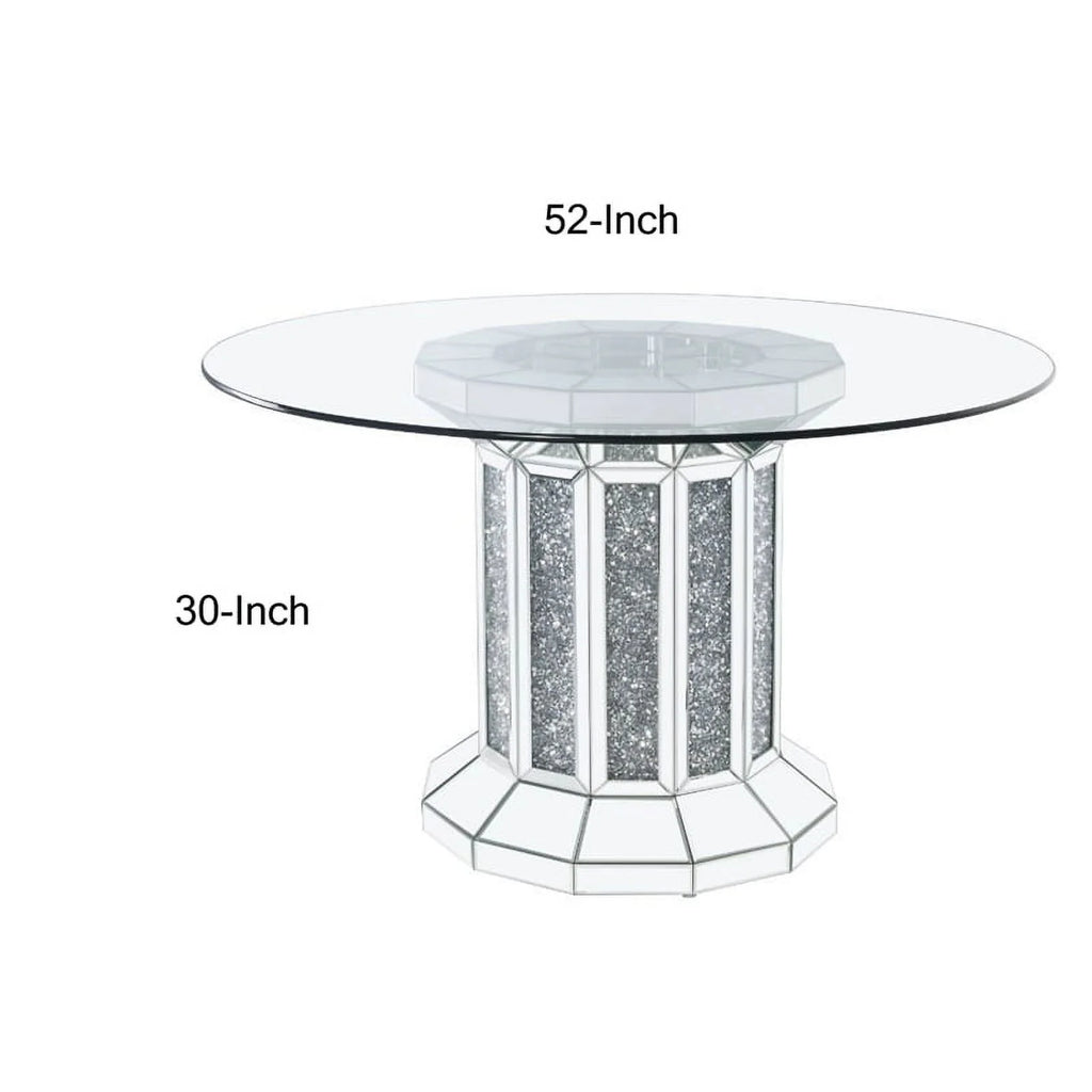 Round Glass Top Dining Table with Silver Base K80132