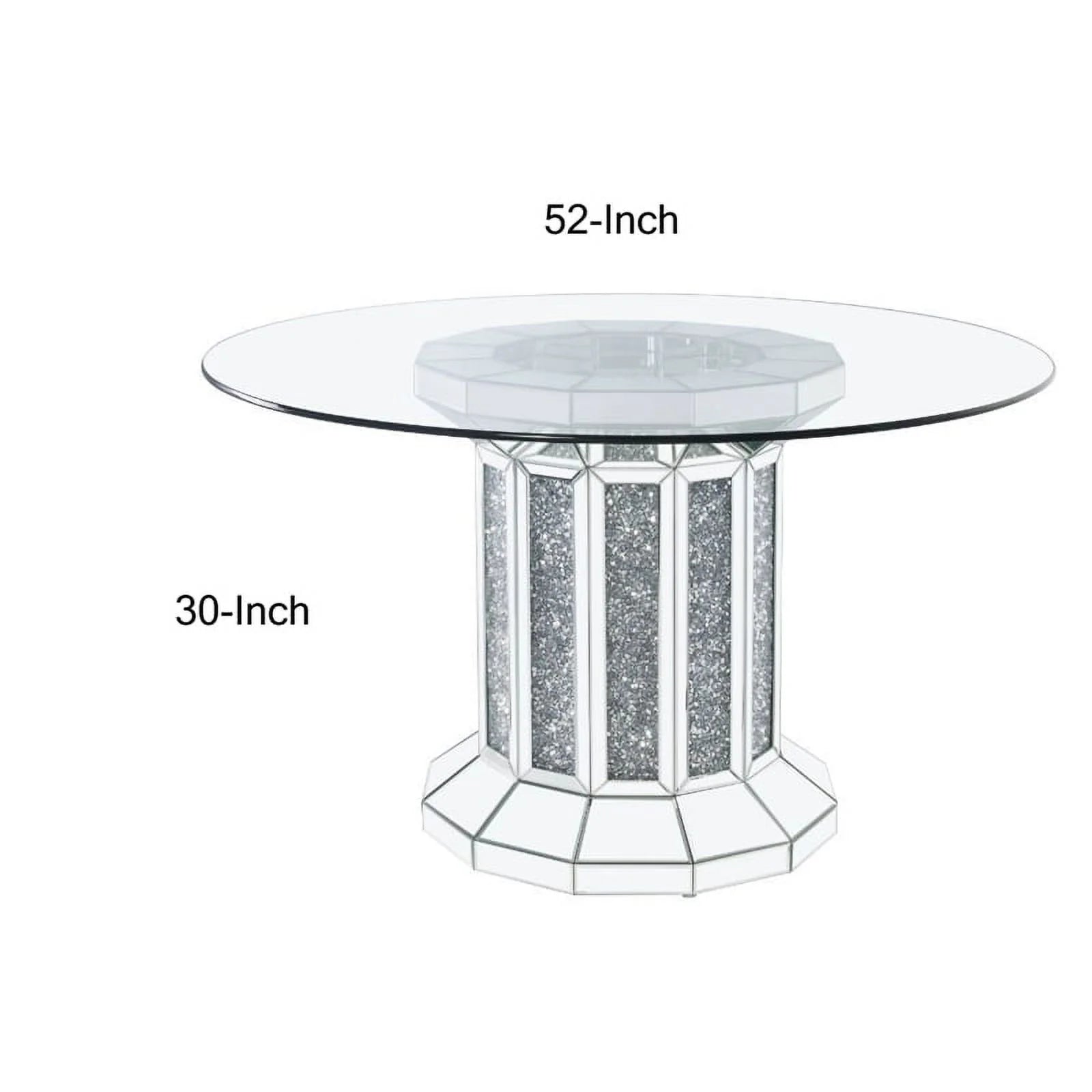 Round Glass Top Dining Table with Silver Base K80132