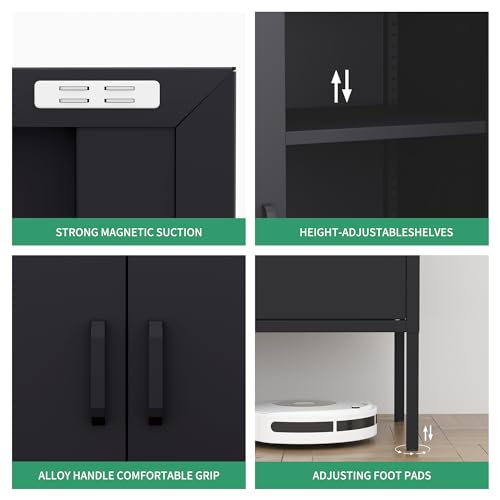 Black 70" Tall Metal Storage Cabinet with 4 Adjustable Shelves D3111